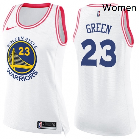 Womens Nike Golden State Warriors 23 Draymond Green Swingman WhitePink Fashion NBA Jersey Womens Nike Golden State Warriors 23 Draymond Green Swingman WhitePink Fashion NBA Jersey