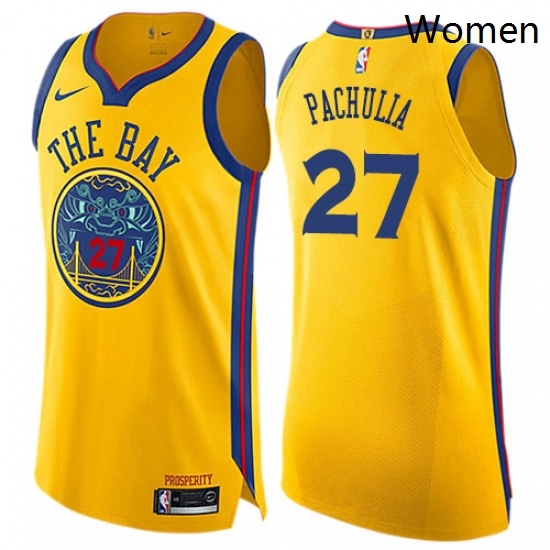 Womens Nike Golden State Warriors 27 Zaza Pachulia Swingman Gold NBA Jersey City Edition Womens Nike Golden State Warriors 27 Zaza Pachulia Swingman Gold NBA Jersey City Edition