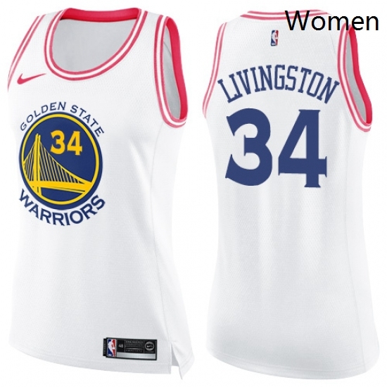 Womens Nike Golden State Warriors 34 Shaun Livingston Swingman WhitePink Fashion NBA Jersey Womens Nike Golden State Warriors 34 Shaun Livingston Swingman WhitePink Fashion NBA Jersey