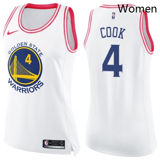Womens Nike Golden State Warriors 4 Quinn Cook Swingman White Pink Fashion NBA Jersey Womens Nike Golden State Warriors 4 Quinn Cook Swingman White Pink Fashion NBA Jersey