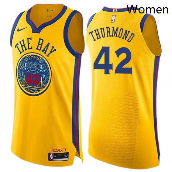 Womens Nike Golden State Warriors 42 Nate Thurmond Swingman Gold NBA Jersey City Edition Womens Nike Golden State Warriors 42 Nate Thurmond Swingman Gold NBA Jersey City Edition