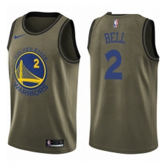 Youth Nike Golden State Warriors 2 Jordan Bell Swingman Green Salute to Service NBA Jersey 