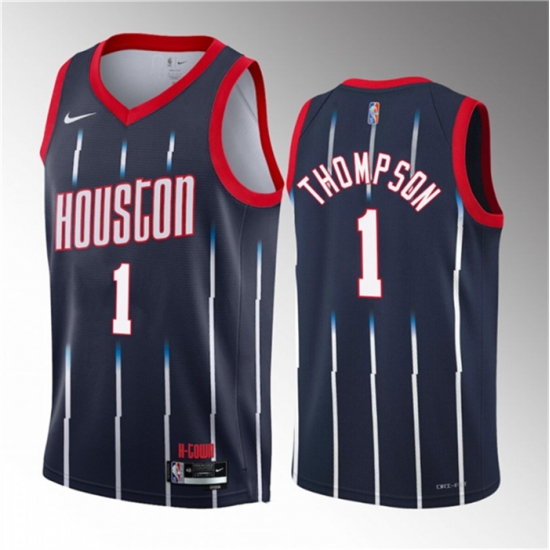 Men Houston Rockets 1 Amen Thompson Navy 2023 Draft City Edition Stitched Basketball Jersey Men Houston Rockets 1 Amen Thompson Navy 2023 Draft City Edition Stitched Basketball Jersey