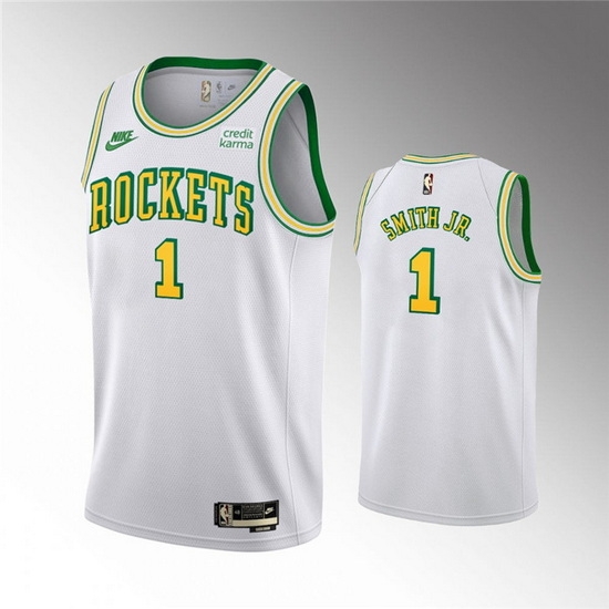 Men Houston Rockets 1 Jabari Smith Jr White Swingman Classic Edition Stitched Basketball Jersey Men Houston Rockets 1 Jabari Smith Jr White Swingman Classic Edition Stitched Basketball Jersey