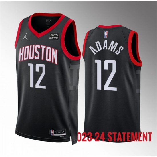 Men Houston Rockets 12 Steven Adams Black Statement Edition Stitched Jersey Men Houston Rockets 12 Steven Adams Black Statement Edition Stitched Jersey