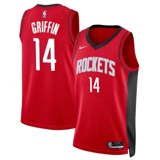 Men Houston Rockets 14 AJ Griffin Red Icon Edition Stitched Jersey Men Houston Rockets 14 AJ Griffin Red Icon Edition Stitched Jersey
