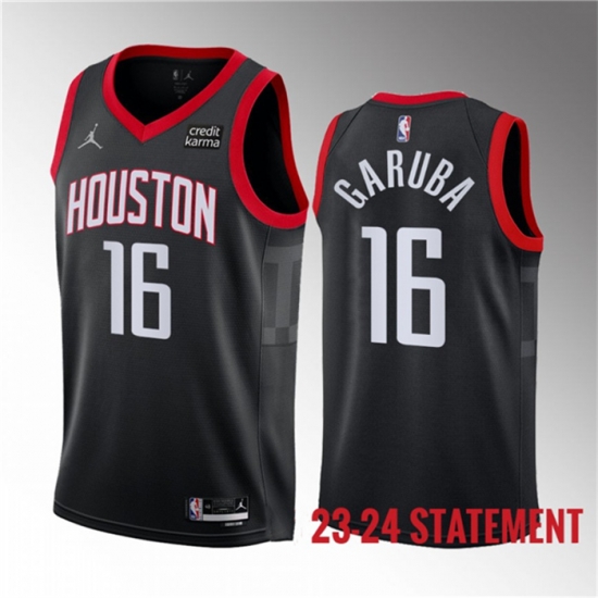 Men Houston Rockets 16 Usman Garuba Black 2023 Statement Edition Stitched Basketball Jersey Men Houston Rockets 16 Usman Garuba Black 2023 Statement Edition Stitched Basketball Jersey