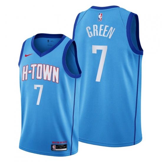 Men Houston Rockets 7 Jalen Green Blue Jersey 2021 NBA Men Houston Rockets 7 Jalen Green Blue Jersey 2021 NBA