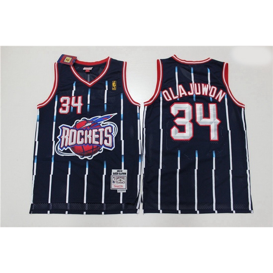 Men Houston Rockets Hakeem Olajuwon 34 Blue Mitchell Ness NBA Jersey Men Houston Rockets Hakeem Olajuwon 34 Blue Mitchell Ness NBA Jersey