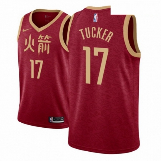 Men NBA 2018 19 Houston Rockets 17 P J Tucker City Edition Red Jers Men NBA 2018 19 Houston Rockets 17 P J Tucker City Edition Red Jers