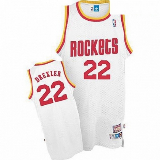 Mens Mitchell and Ness Houston Rockets 22 Clyde Drexler Authentic White Throwback NBA Jersey Mens Mitchell and Ness Houston Rockets 22 Clyde Drexler Authentic White Throwback NBA Jersey