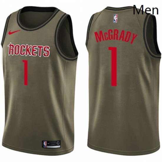 Mens Nike Houston Rockets 1 Tracy McGrady Swingman Green Salute to Service NBA Jersey Mens Nike Houston Rockets 1 Tracy McGrady Swingman Green Salute to Service NBA Jersey