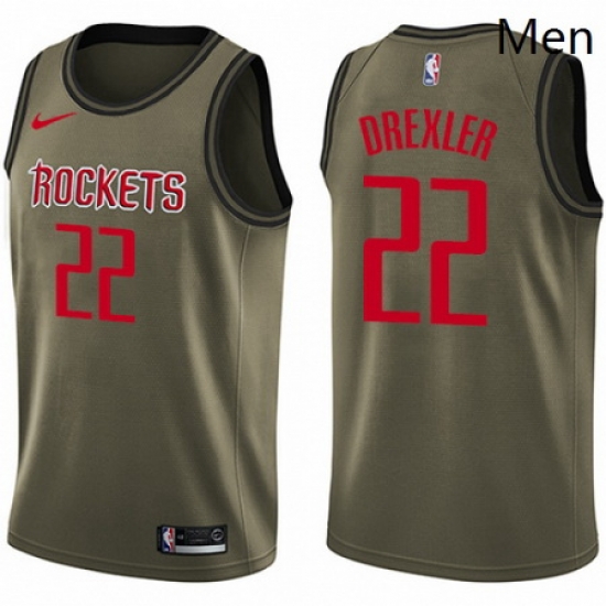 Mens Nike Houston Rockets 22 Clyde Drexler Swingman Green Salute to Service NBA Jersey Mens Nike Houston Rockets 22 Clyde Drexler Swingman Green Salute to Service NBA Jersey