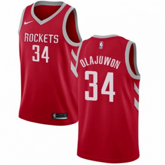 Mens Nike Houston Rockets 34 Hakeem Olajuwon Swingman Red Road NBA Jersey Icon Edition Mens Nike Houston Rockets 34 Hakeem Olajuwon Swingman Red Road NBA Jersey Icon Edition