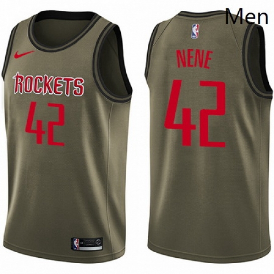 Mens Nike Houston Rockets 42 Nene Swingman Green Salute to Service NBA Jersey Mens Nike Houston Rockets 42 Nene Swingman Green Salute to Service NBA Jersey