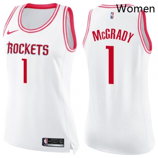 Womens Nike Houston Rockets 1 Tracy McGrady Swingman WhitePink Fashion NBA Jersey Womens Nike Houston Rockets 1 Tracy McGrady Swingman WhitePink Fashion NBA Jersey