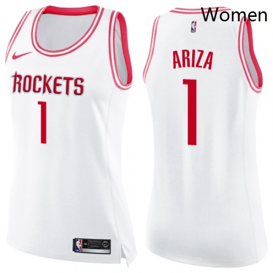 Womens Nike Houston Rockets 1 Trevor Ariza Swingman WhitePink Fashion NBA Jersey Womens Nike Houston Rockets 1 Trevor Ariza Swingman WhitePink Fashion NBA Jersey
