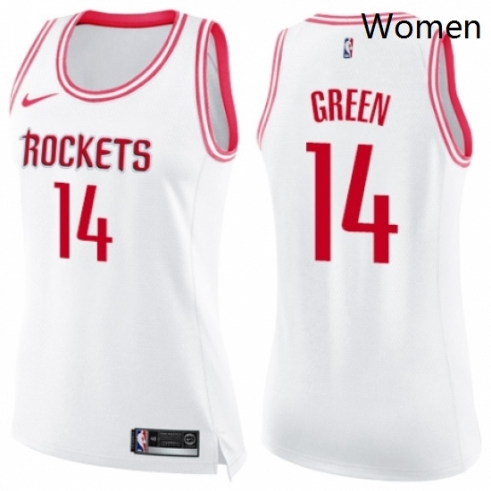 Womens Nike Houston Rockets 14 Gerald Green Swingman WhitePink Fashion NBA Jersey Womens Nike Houston Rockets 14 Gerald Green Swingman WhitePink Fashion NBA Jersey