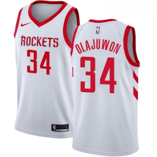 Womens Nike Houston Rockets 34 Hakeem Olajuwon Swingman White Home NBA Jersey Association Edition Womens Nike Houston Rockets 34 Hakeem Olajuwon Swingman White Home NBA Jersey Association Edition
