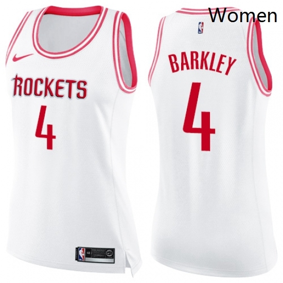 Womens Nike Houston Rockets 4 Charles Barkley Swingman WhitePink Fashion NBA Jersey Womens Nike Houston Rockets 4 Charles Barkley Swingman WhitePink Fashion NBA Jersey