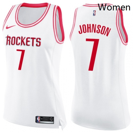Womens Nike Houston Rockets 7 Joe Johnson Swingman WhitePink Fashion NBA Jersey Womens Nike Houston Rockets 7 Joe Johnson Swingman WhitePink Fashion NBA Jersey