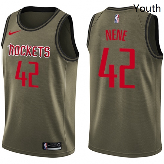 Youth Nike Houston Rockets 42 Nene Swingman Green Salute to Service NBA Jersey Youth Nike Houston Rockets 42 Nene Swingman Green Salute to Service NBA Jersey