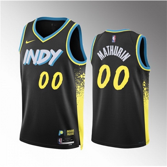 Men Indiana Pacers 00 Bennedict Mathurin Black 2023 24 City Edition Stitched Basketball Jersey