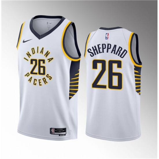 Men Indiana Pacers 26 Ben Sheppard White 2023 Draft Association Edition Stitched Basketball Jersey Men Indiana Pacers 26 Ben Sheppard White 2023 Draft Association Edition Stitched Basketball Jersey