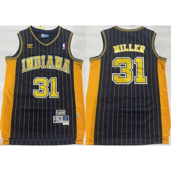 Men Indiana Pacers 31 Reggie Miller Black Throwback Stitched Jersey Men Indiana Pacers 31 Reggie Miller Black Throwback Stitched Jersey