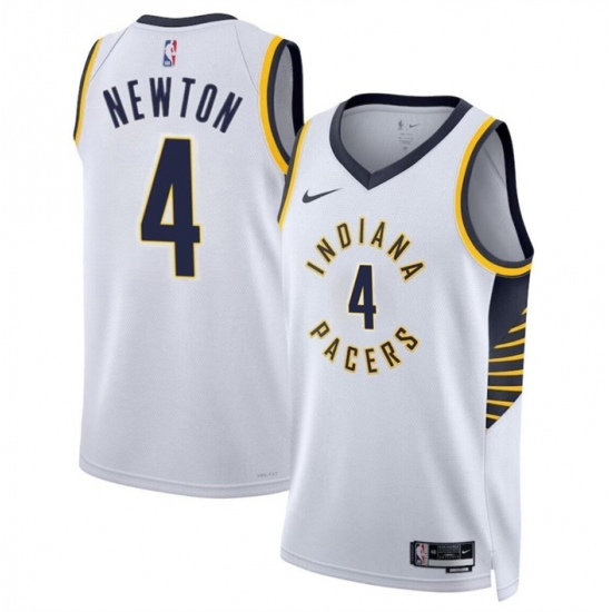 Men Indiana Pacers 4 Tristen Newton White 2024 Draft Association Edition Stitched Basketball Jersey Men Indiana Pacers 4 Tristen Newton White 2024 Draft Association Edition Stitched Basketball Jersey