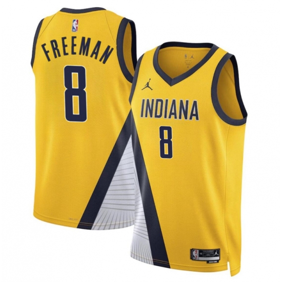 Men Indiana Pacers 8 Enrique Freeman Yelllow 2024 Draft Statement Edition Stitched Basketball Jersey Men Indiana Pacers 8 Enrique Freeman Yelllow 2024 Draft Statement Edition Stitched Basketball Jersey