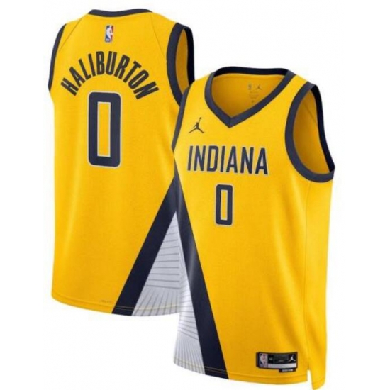 Men Indiana Pacers Tyrese Haliburton #0 2022 23 Association Edition Yellow Jersey Men Indiana Pacers Tyrese Haliburton #0 2022 23 Association Edition Yellow Jersey