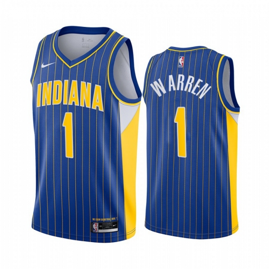 Men Nike Indiana Pacers 1 TJ Warren Blue NBA Swingman 2020 21 City Edition Jersey Men Nike Indiana Pacers 1 TJ Warren Blue NBA Swingman 2020 21 City Edition Jersey
