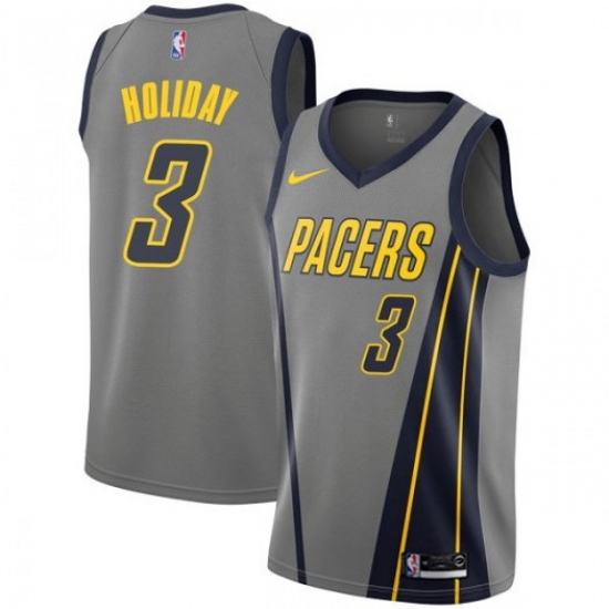 Men Nike Indiana Pacers 3 Aaron Holiday Gray NBA Swingman City Edition 2018 19 Jersey Men Nike Indiana Pacers 3 Aaron Holiday Gray NBA Swingman City Edition 2018 19 Jersey