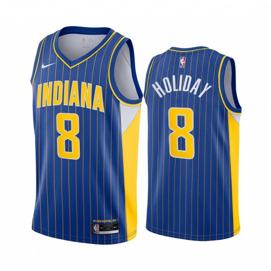 Men Nike Indiana Pacers 8 Justin Holiday Blue NBA Swingman 2020 21 City Edition Jersey Men Nike Indiana Pacers 8 Justin Holiday Blue NBA Swingman 2020 21 City Edition Jersey