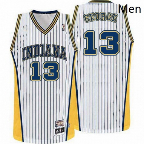 Mens Adidas Indiana Pacers 13 Paul George Authentic White Throwback NBA Jersey Mens Adidas Indiana Pacers 13 Paul George Authentic White Throwback NBA Jersey
