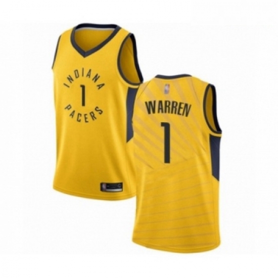 Mens Indiana Pacers 1 TJ Warren Authentic Gold Basketball Jersey Statement Edition Mens Indiana Pacers 1 TJ Warren Authentic Gold Basketball Jersey Statement Edition
