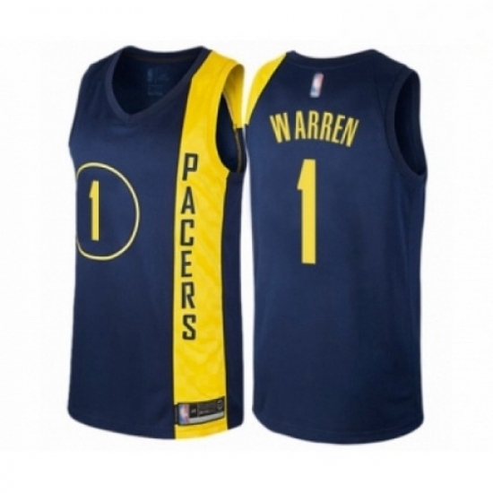Mens Indiana Pacers 1 TJ Warren Authentic Navy Blue Basketball Jersey City Edition Mens Indiana Pacers 1 TJ Warren Authentic Navy Blue Basketball Jersey City Edition