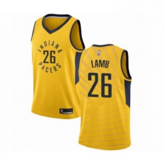 Mens Indiana Pacers 26 Jeremy Lamb Authentic Gold Basketball Jersey Statement Edition Mens Indiana Pacers 26 Jeremy Lamb Authentic Gold Basketball Jersey Statement Edition
