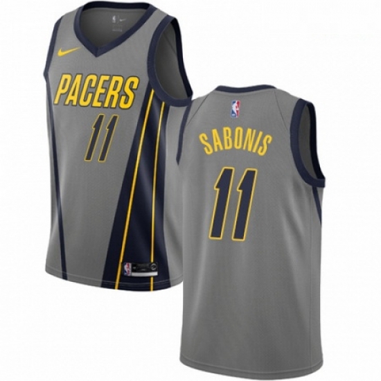 Mens Nike Indiana Pacers 11 Domantas Sabonis Swingman Gray NBA Jersey City Edition Mens Nike Indiana Pacers 11 Domantas Sabonis Swingman Gray NBA Jersey City Edition