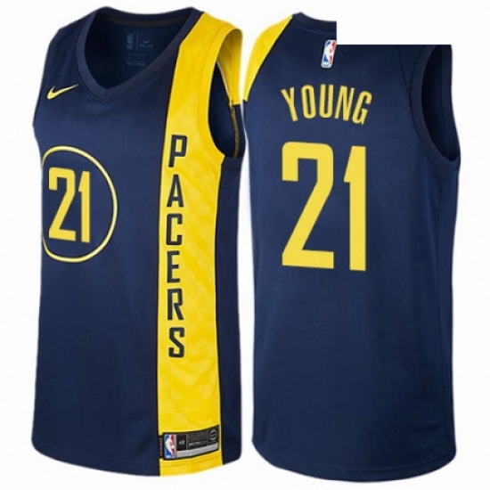 Mens Nike Indiana Pacers 21 Thaddeus Young Authentic Navy Blue NBA Jersey City Edition Mens Nike Indiana Pacers 21 Thaddeus Young Authentic Navy Blue NBA Jersey City Edition