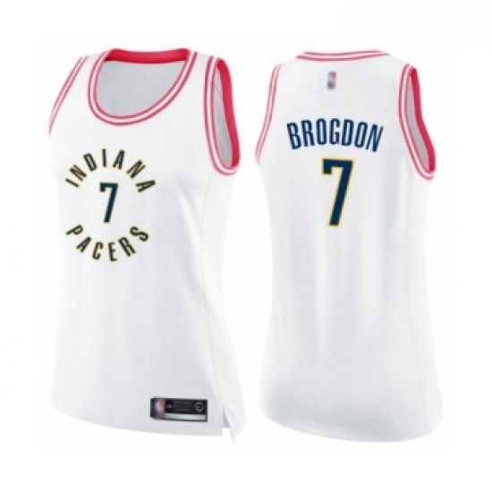 Womens Indiana Pacers 7 Malcolm Brogdon Swingman White Pink Fashion Basketball Jersey Womens Indiana Pacers 7 Malcolm Brogdon Swingman White Pink Fashion Basketball Jersey