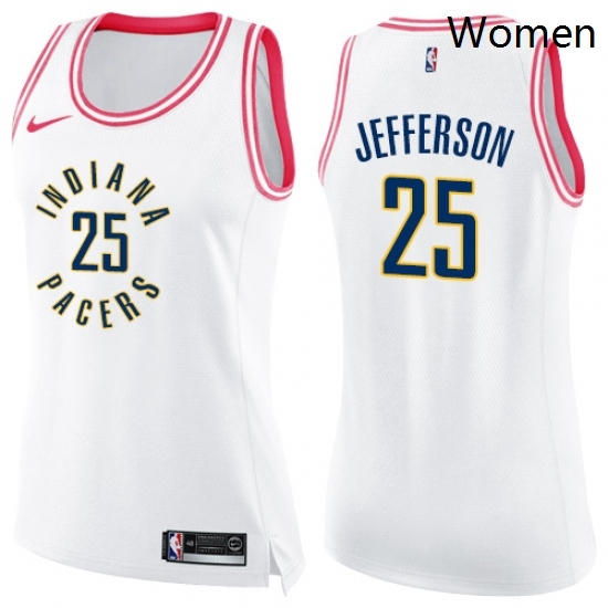Womens Nike Indiana Pacers 25 Al Jefferson Swingman White Pink Fashion NBA Jersey Womens Nike Indiana Pacers 25 Al Jefferson Swingman White Pink Fashion NBA Jersey