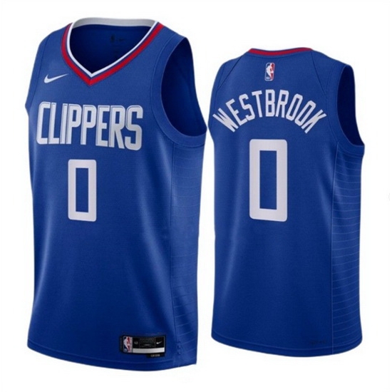 Men Los Angeles Clippers 0 Russell Westbrook Blue Stitched Jersey Men Los Angeles Clippers 0 Russell Westbrook Blue Stitched Jersey