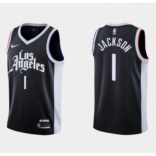 Men Los Angeles Clippers 1 Reggie Jackson Black City Edition Stitched Basketball Jersey Men Los Angeles Clippers 1 Reggie Jackson Black City Edition Stitched Basketball Jersey