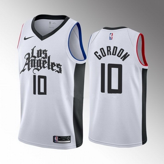 Men Los Angeles Clippers 10 Eric Gordon White City Edition Stitched Jersey Men Los Angeles Clippers 10 Eric Gordon White City Edition Stitched Jersey