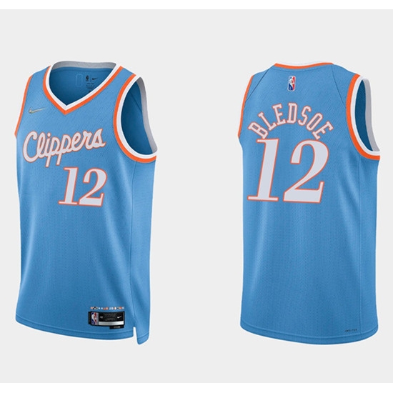 Men Los Angeles Clippers 12 Eric Bledsoe 2021 22 Blue 75th Anniversary City Edition Stitched Basketball Jersey Men Los Angeles Clippers 12 Eric Bledsoe 2021 22 Blue 75th Anniversary City Edition Stitched Basketball Jersey