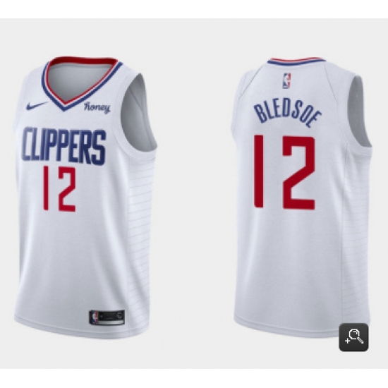 Men Los Angeles Clippers 12 Eric Bledsoe White Association Edition Stitched Basketball Jersey Men Los Angeles Clippers 12 Eric Bledsoe White Association Edition Stitched Basketball Jersey