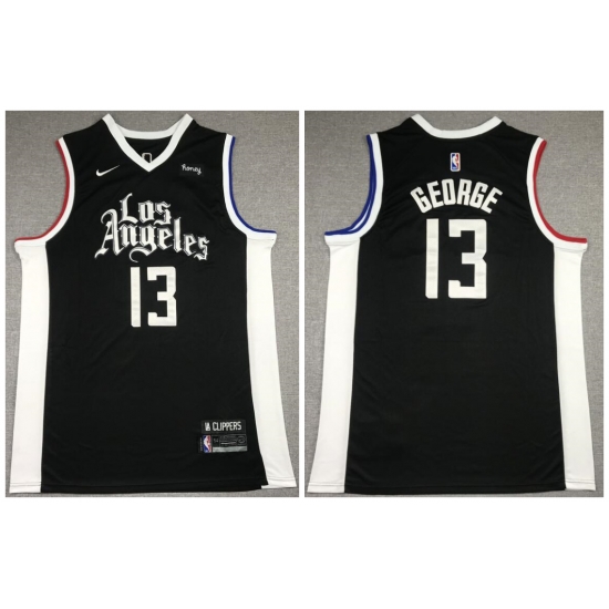 Men Los Angeles Clippers 13 Paul George Black 2021 City Edition Nike Swin Men Los Angeles Clippers 13 Paul George Black 2021 City Edition Nike Swin