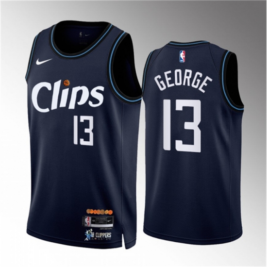 Men Los Angeles Clippers 13 Paul George Navy 2023 24 City Edition Stitched Jersey Men Los Angeles Clippers 13 Paul George Navy 2023 24 City Edition Stitched Jersey